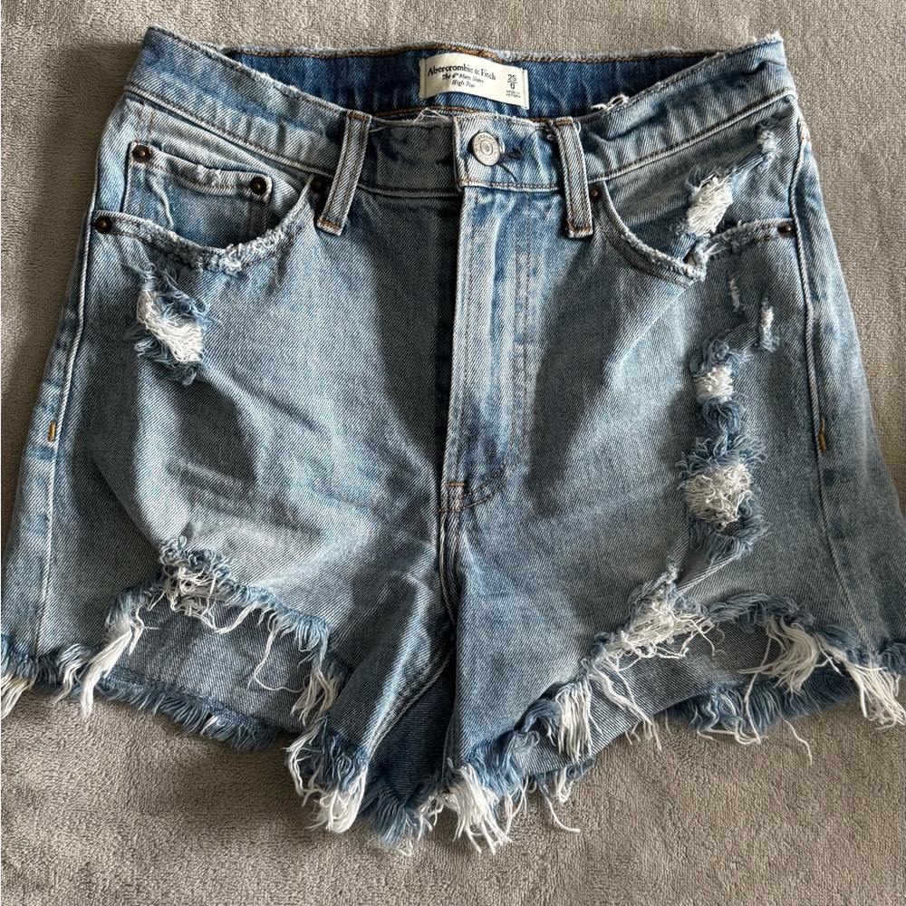 Abercrombie & Fitch High Rise Blue Denim Shorts